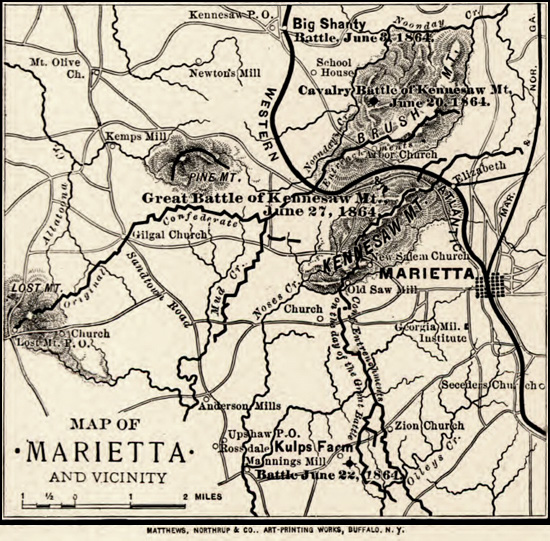 Map of Marietta in 1864