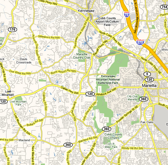 Map of Marietta - Present Day