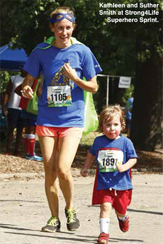 Kathleen and Suther Smith at Strong4Life Superhero Sprint.