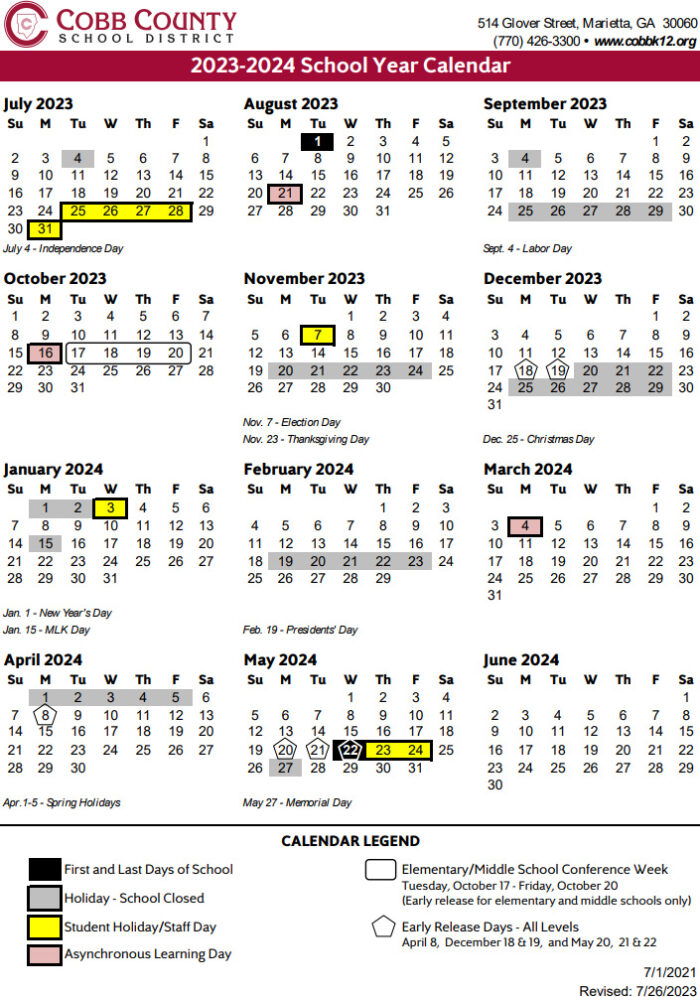Cobb County School Calendar 2025 2026