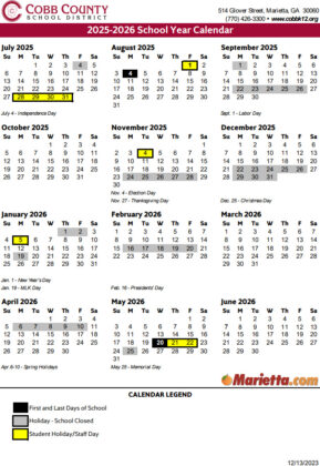 Cobb County School Calendar 2025 2026 Marietta com Cobb County School Calendar 2025 2026 Marietta com