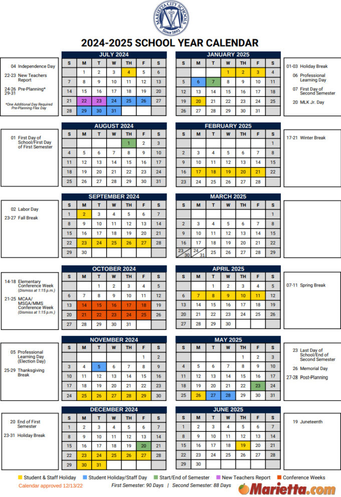 Marietta City School Calendar 20242025