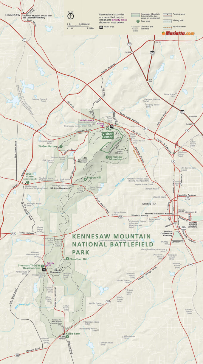 Kennesaw Mountain Marietta com - Kennesaw Mountain National Battlefield Park Trail Map 681x1223 