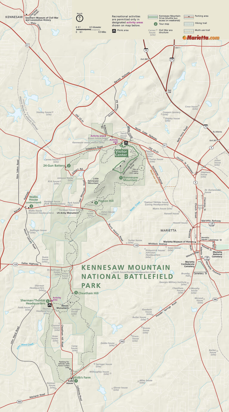 Kennesaw Mountain Marietta com - Kennesaw Mountain National Battlefield Park Trail Map 768x1380