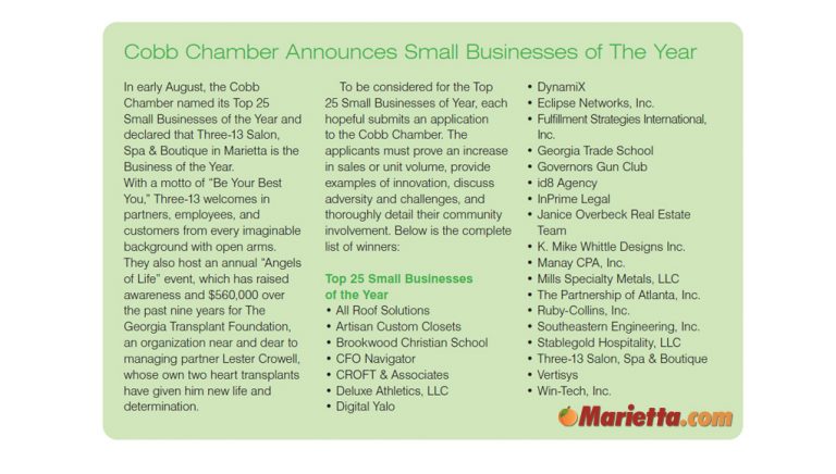 Cobb Chamber Announces Small Businesses of The Year